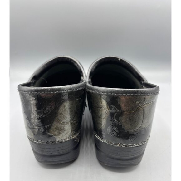 Dansko Clogs 41 Black‎ Floral Embossed Leather Professional Clogs - Picture 3 of 8
